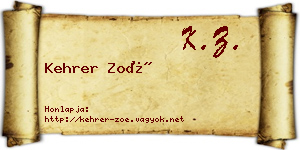 Kehrer Zoé névjegykártya