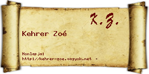 Kehrer Zoé névjegykártya
